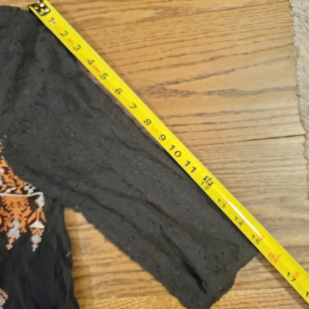 Doen Style Mini Tent Vintage Mini Swing 70s Small Black and Orange Lace Dress - Picture 13 of 14